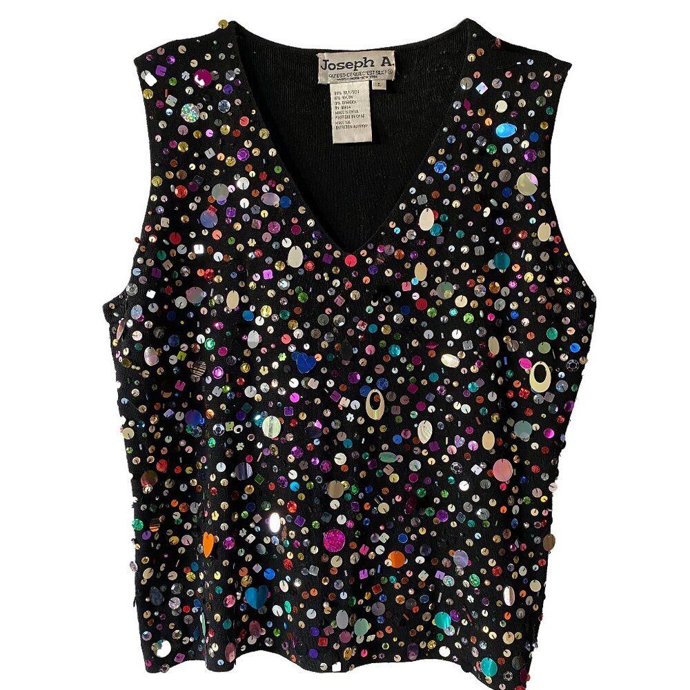 Joseph A Black Sequin Tank Top